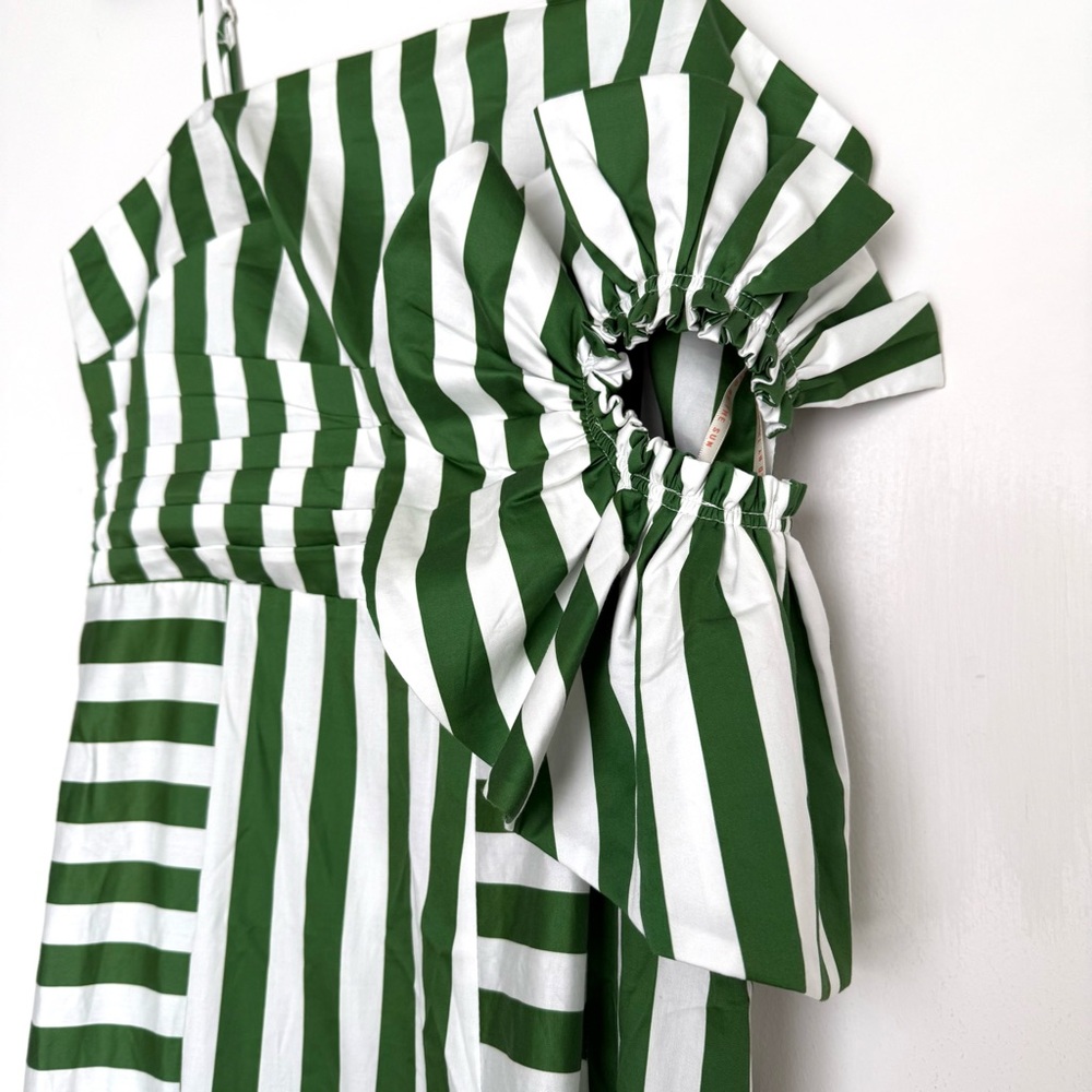 FARM Rio Tropical Flight Stripes Midi Dress, Green/White, NWT 🇧🇷 - Picture 11 of 16